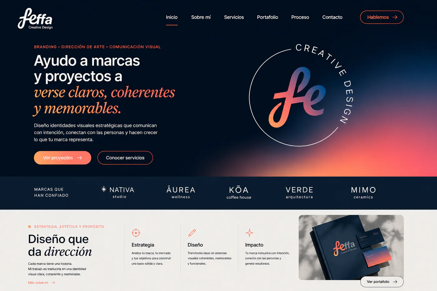 Aplicación web de la identidad de Feffa Creative Design